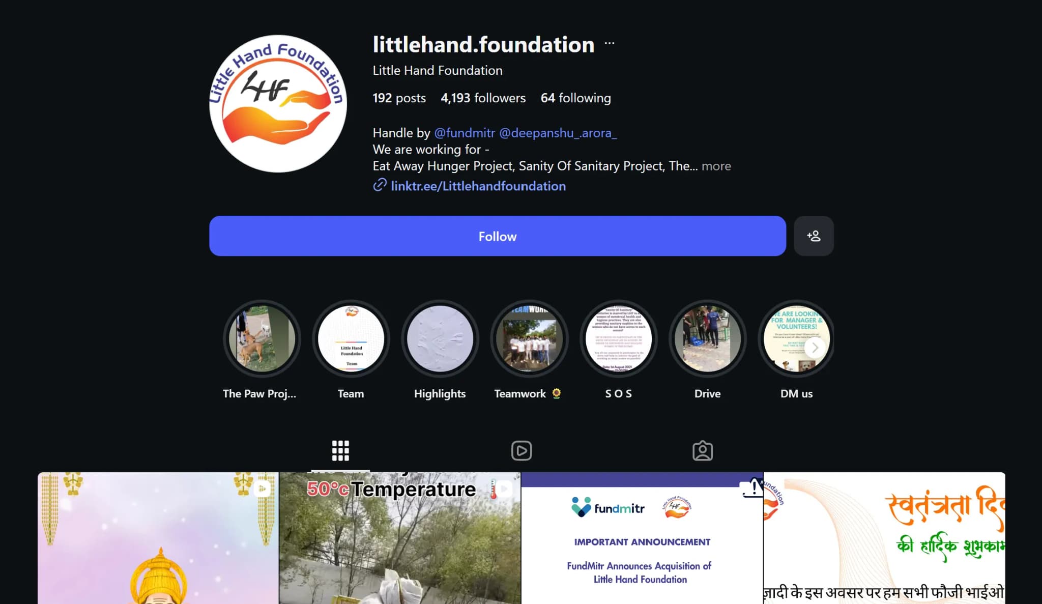 Little Hand Foundation digital creative